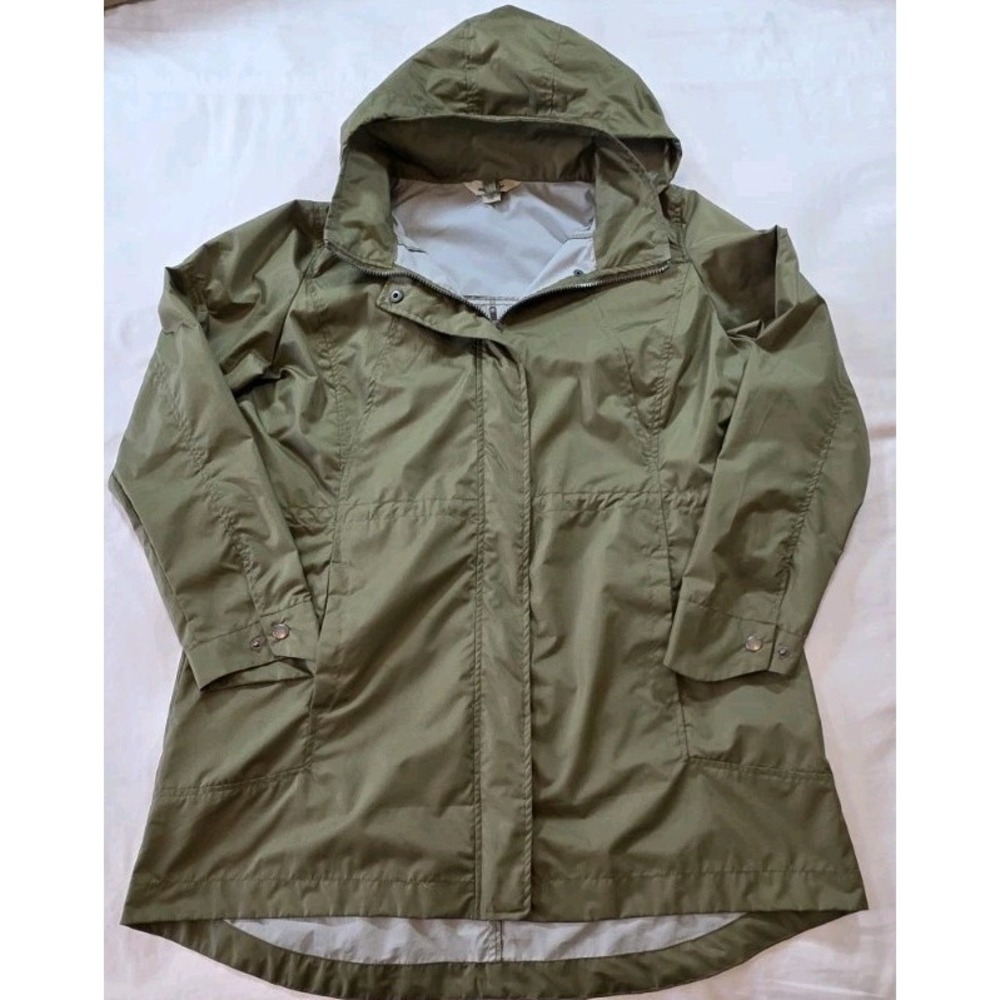 Woolrich Women's Large Olive Green Utility Parka Jacket Hooded Waterproof